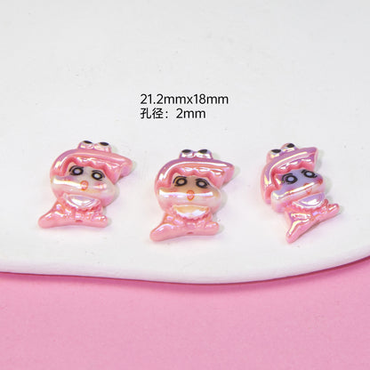 Plating Resin Beads Cartoon Character Glossy Pastel Colors 10pcs 9