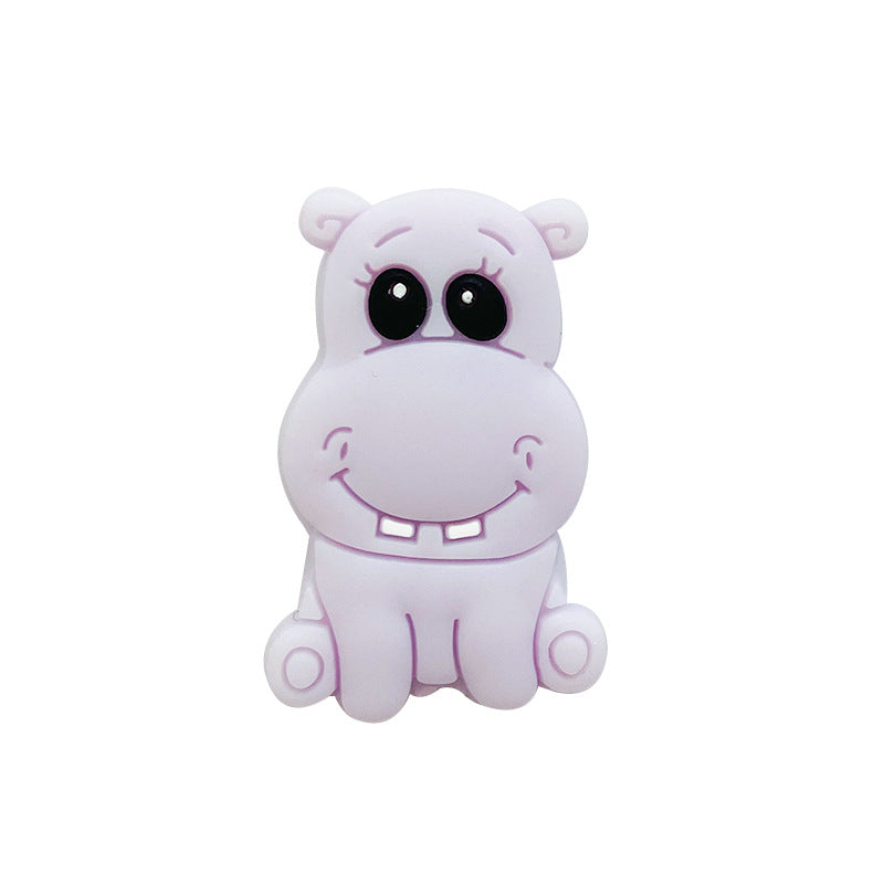 Silicone Focal Beads Hippo Friendly Face Pastel Colors 20pcs 3