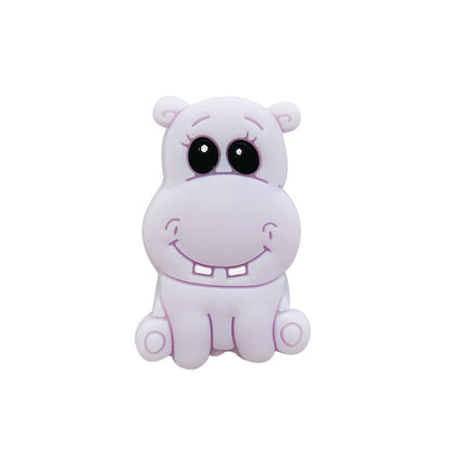 Silicone Focal Beads Hippo Friendly Face Pastel Colors 20pcs 3