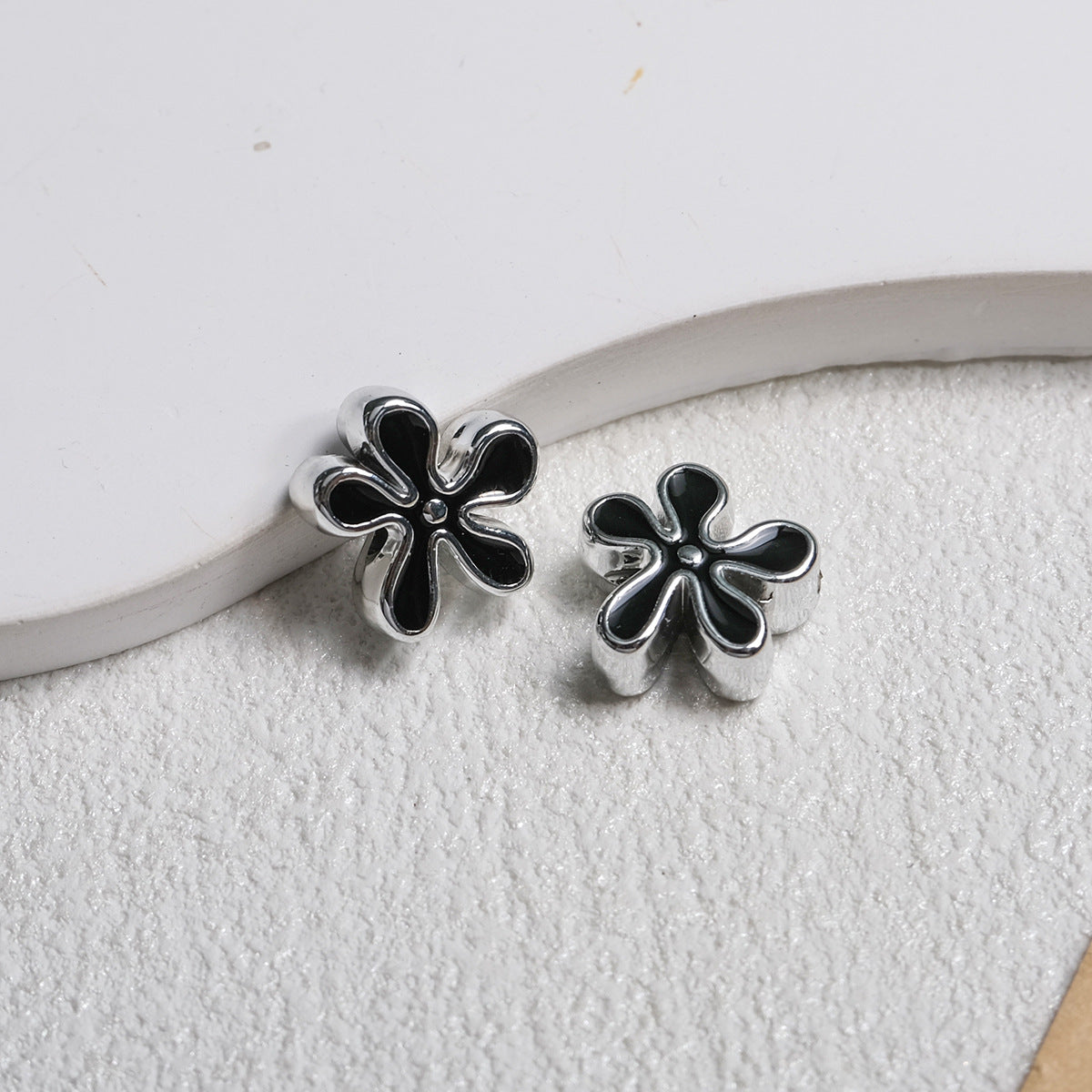 Irregular Flower Acrylic Beads 14mm Silver Enamel Mixed Colors 50pcs 8