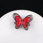 Butterfly Metal Beads 26mm Double-Sided Crystal Glass Embedded 3pcs 15