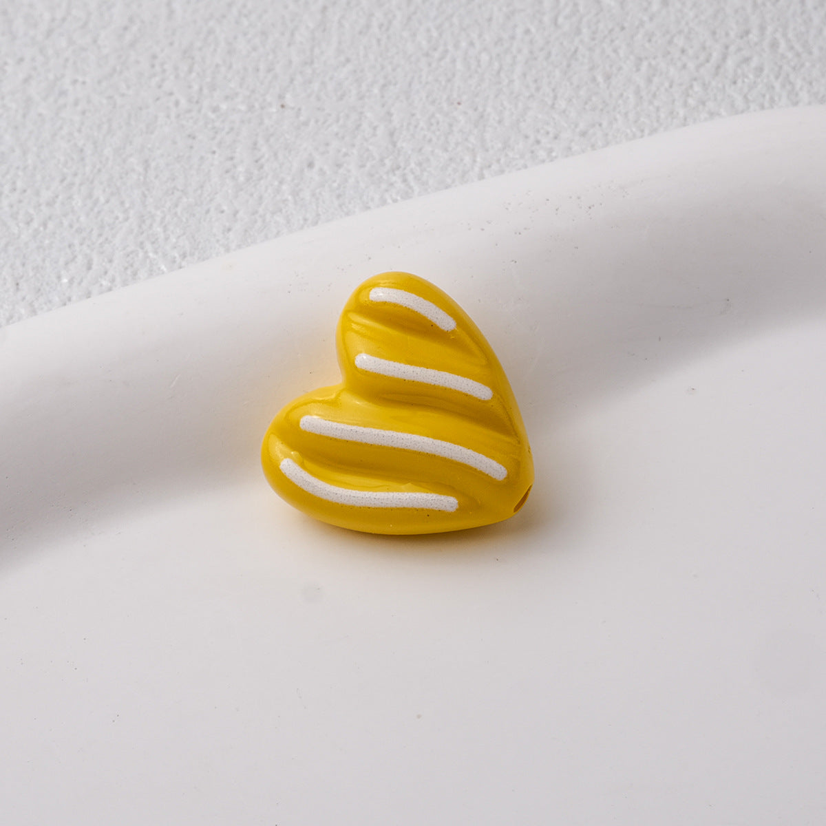 Wavy Stripe Heart Acrylic Beads 19mm Colorful Mixed 20pcs 17