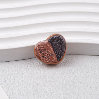 Coffee Bean Heart Acrylic Beads 22mm Rustic Woodgrain Texture 20pcs 6