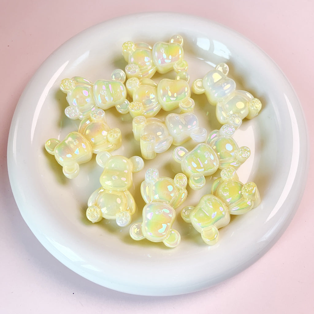 Glow In The Dark Plating Bear Acrylic Beads 24-34mm Two-Color 5pcs 4