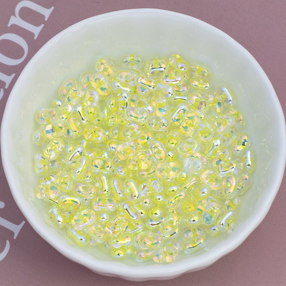 Acrylic Peanut Spacer Beads 4x6mm Transparent Plating Filled 50pcs 12