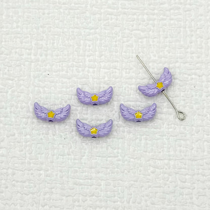 Angel Wing Metal Beads 14mm Painted Colorful Alloy 10pcs 13