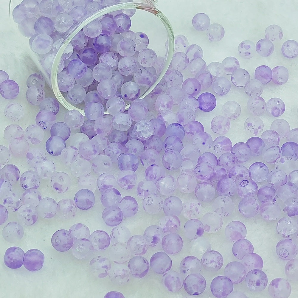 Frosted Round Glass Beads 6mm Colorful Speckled Matte Finish 50pcs 11