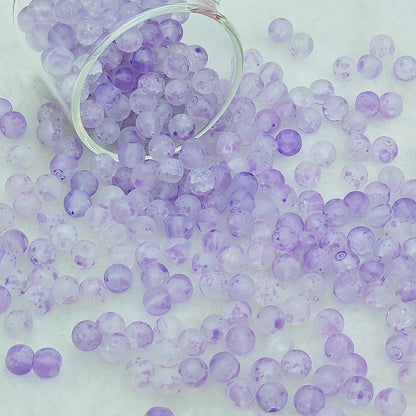 Frosted Round Glass Beads 6mm Colorful Speckled Matte Finish 50pcs 11