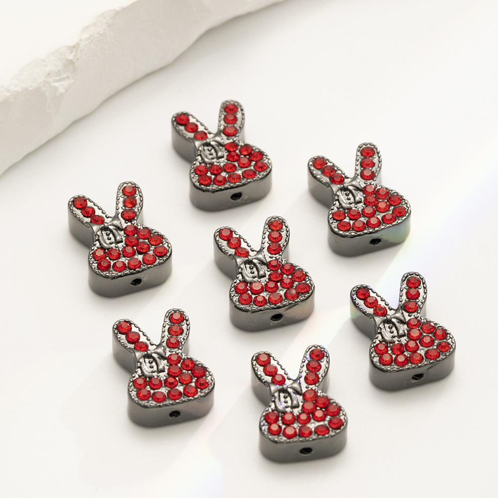 Rhinestone Rabbit Alloy Beads 17mm Colorful Sparkle 10pcs 3