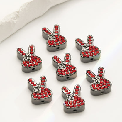 Rhinestone Rabbit Alloy Beads 17mm Colorful Sparkle 10pcs 3