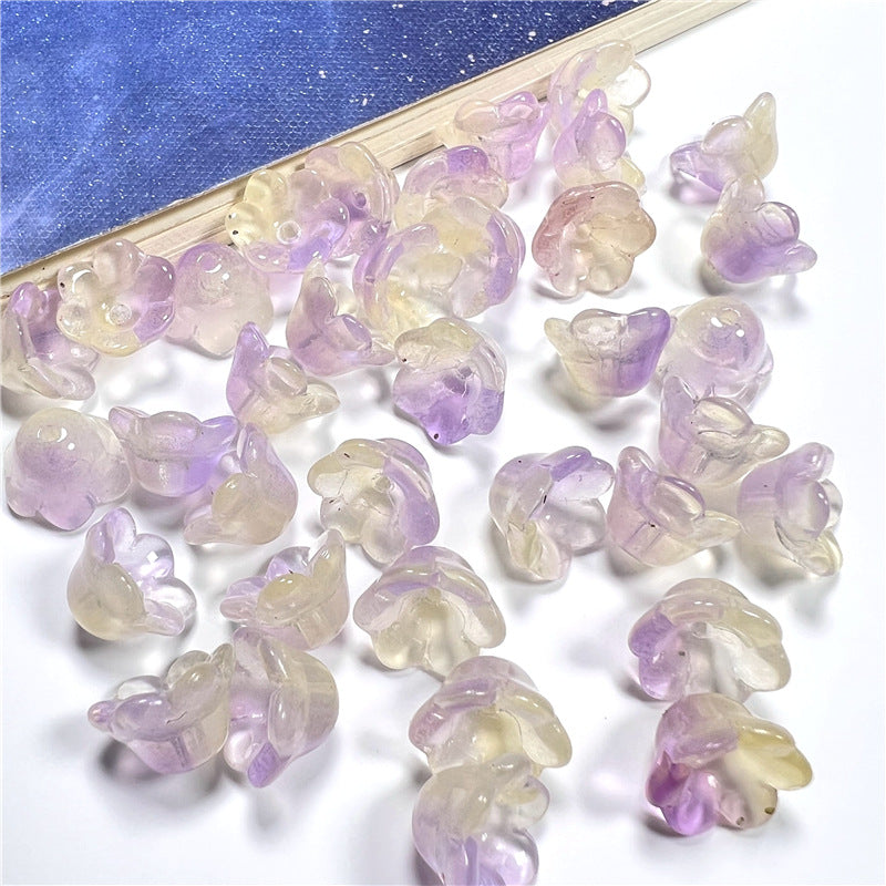 Wind Chime Flower Glass Beads 12mm Transparent Pink 50pcs 18