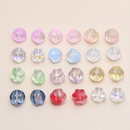 Czech Glass Beads Ribbed Vintage Style 8mm Transparent Pastel 10pcs