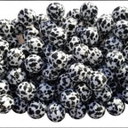 Printed Bubblegum Beads 20mm Black and White Cow Pattern 10pcs 2