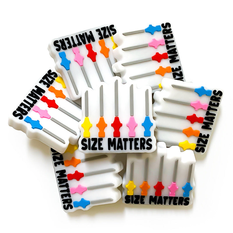 Silicone Focal Beads Thermometer Size Matters Colorful Graphic 20pcs