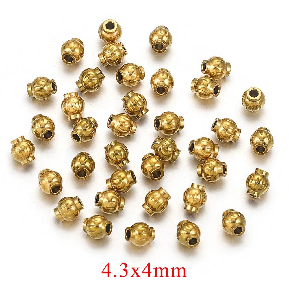 Stainless Steel Lantern Crimp Metal Beads 4/5/6mm Mixed Finish 20pcs 8