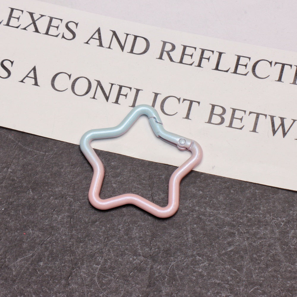 Alloy Gradient Pearlescent Star Trigger Spring Keyrings 4pcs 43mm 11