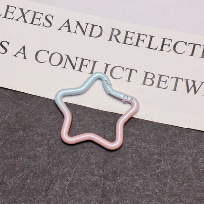Alloy Gradient Pearlescent Star Trigger Spring Keyrings 4pcs 43mm 11
