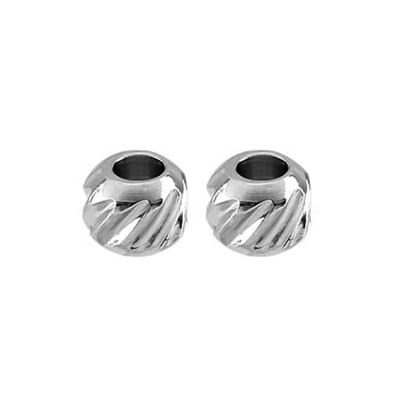 Stainless Steel Patterned Metal Beads 6mm Reticulate Twill Stripes 100pcs 5