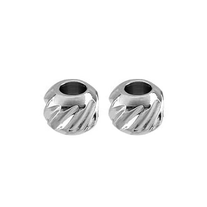 Stainless Steel Patterned Metal Beads 6mm Reticulate Twill Stripes 100pcs 5