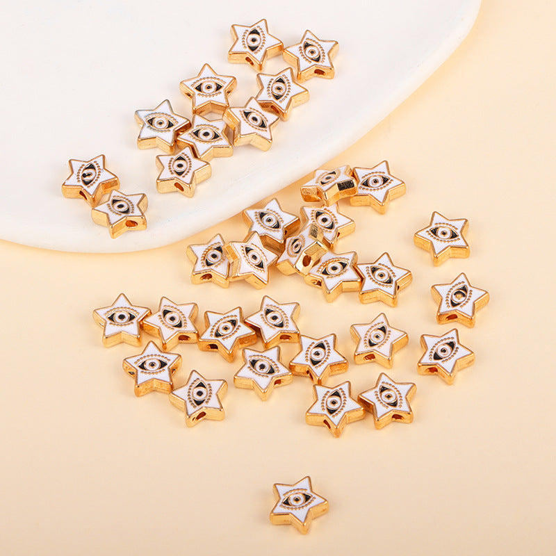 Irregular Shaped Metal Beads Double-Sided Enamel Evil Eye 20pcs 40