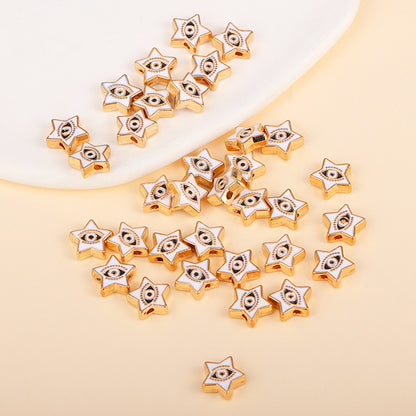 Irregular Shaped Metal Beads Double-Sided Enamel Evil Eye 20pcs 40