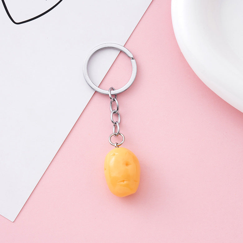 Resin Potato Food Keychain Mustard Yellow Playful Design 4