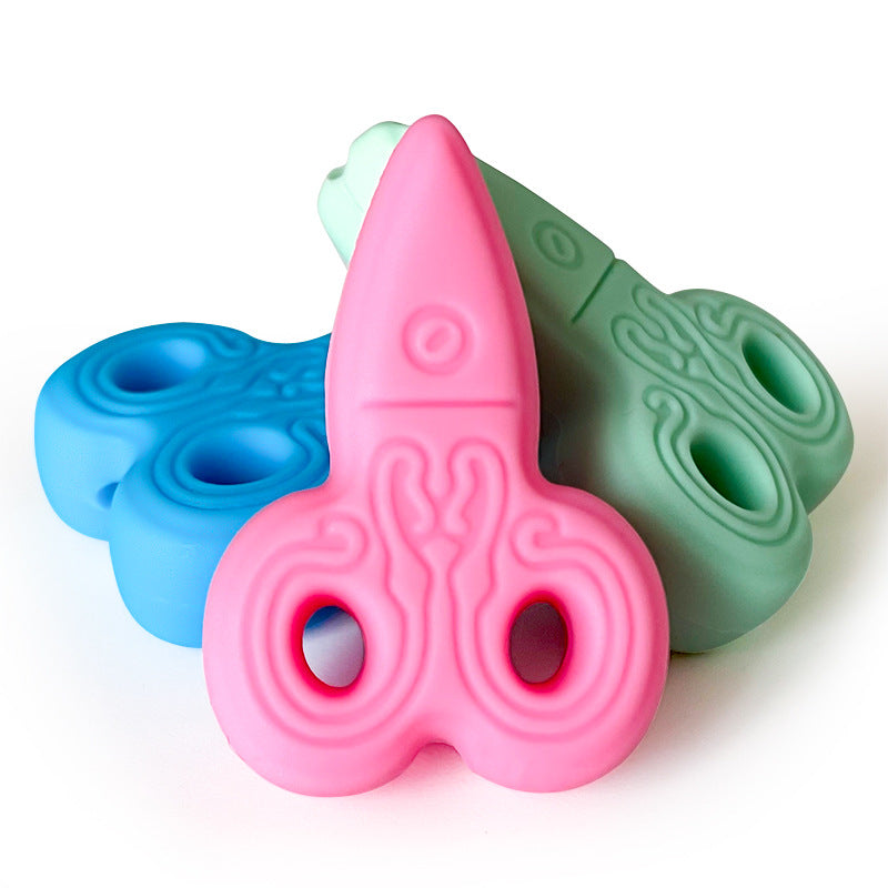 Silicone Focal Beads Creative Scissors Embossed Details Color Mix 20pcs 5