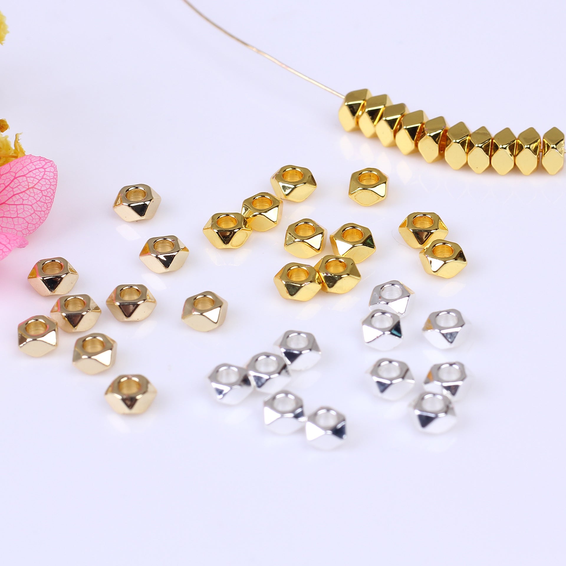 Brass Flat Rhombus Spacer Beads 2.5*4mm 50pcs