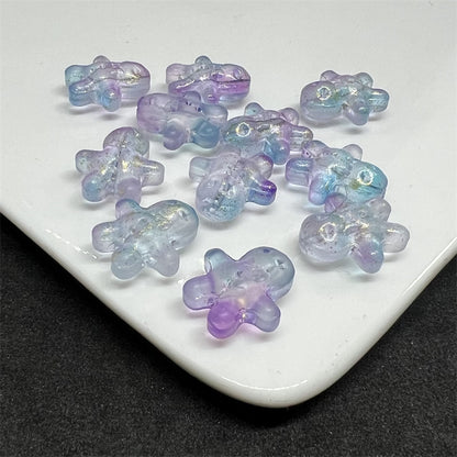 Frosted Gingerbread Man Glass Beads 14x15mm Colorful 100pcs 10