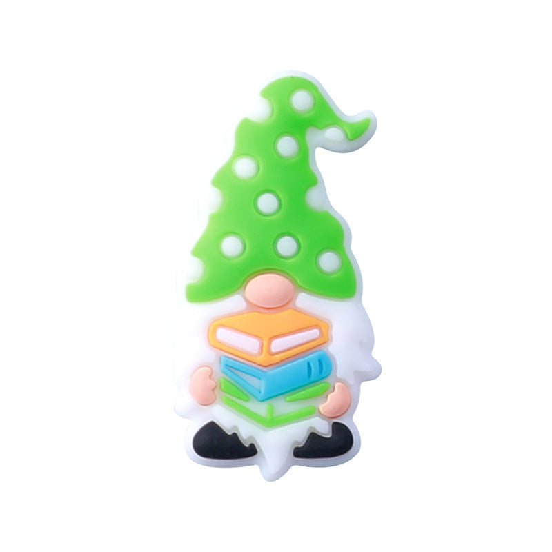Silicone Focal Beads Writing Dwarf Holding Books Colorful Hats 20pcs 7