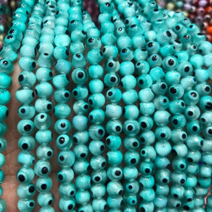 Millefiori Evil Eye Round Lampwork Glass Beads 6mm 124pcs 23