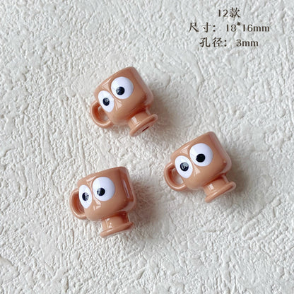 Personification Cup Acrylic Beads 18mm Enamel Glossy 6pcs 14