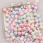 Spray Painted Crackle Acrylic Beads 8-10mm Multicolor Pastel 100pcs 4