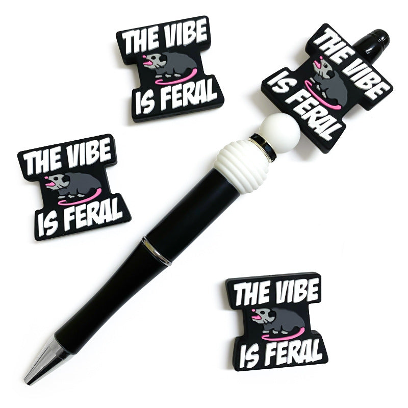 Silicone Focal Beads The Vibe Is Feral Black Rodent Pink Accents 20pcs 4