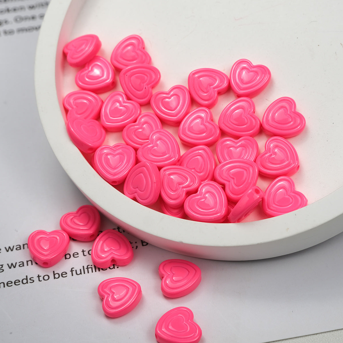 Mini Spiral Heart Acrylic Beads 11mm Colorful Mixed 50pcs 9