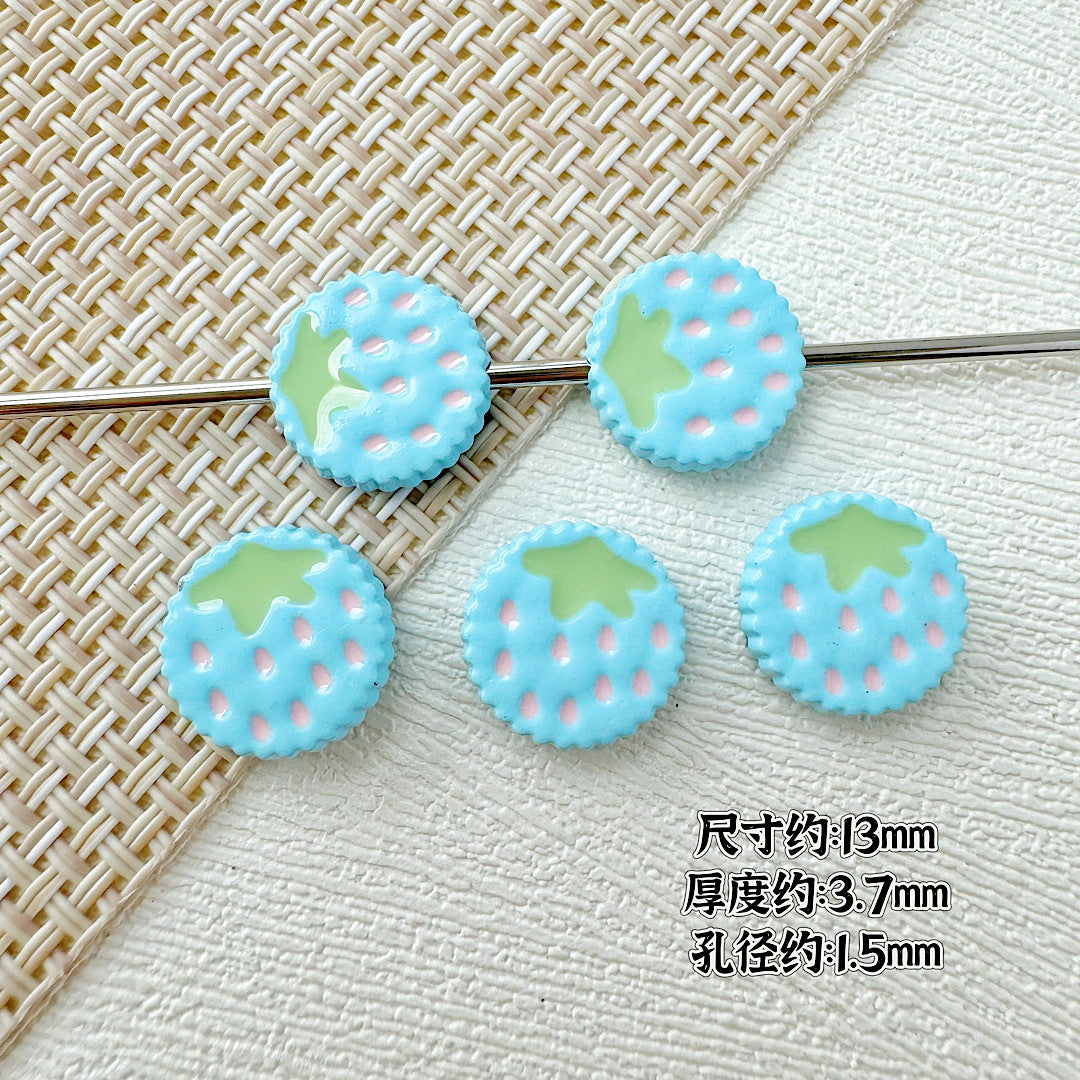 Strawberry Biscuit Metal Beads 13mm Painted Enamel 10pcs 5