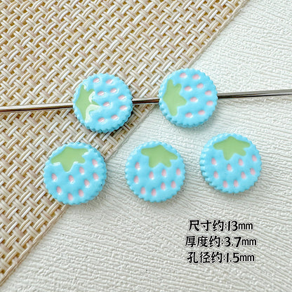 Strawberry Biscuit Metal Beads 13mm Painted Enamel 10pcs 5