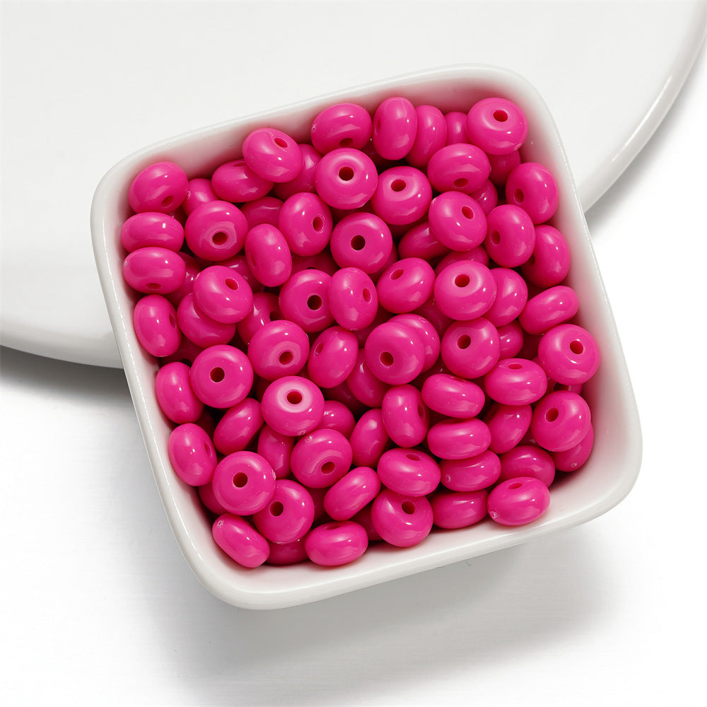 Acrylic Flat Spacer Beads 8mm Glossy Candy Color 100pcs 18