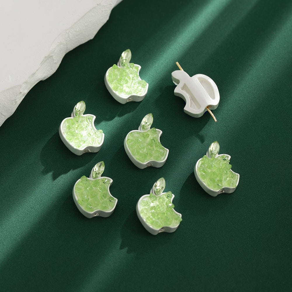 Apple Rhinestone Beads 17mm Colorful Pave Alloy 10pcs 12
