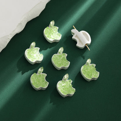 Apple Rhinestone Beads 17mm Colorful Pave Alloy 10pcs 12