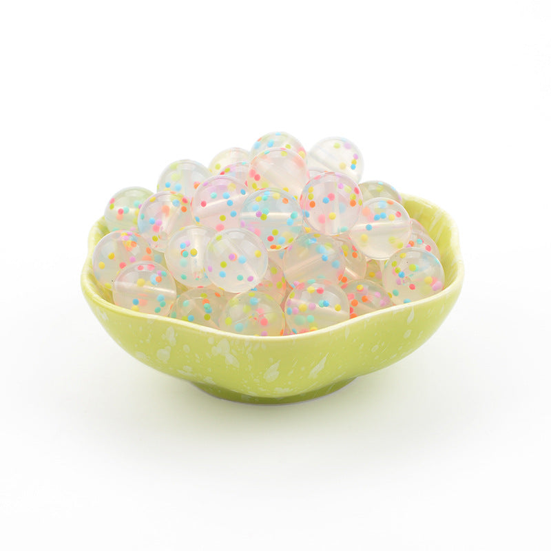 9-19mm Silicone Beads Confetti Clear Mixed Round Hexagon 20pcs 2