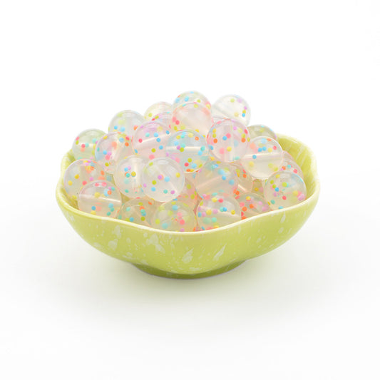 9-19mm Silicone Beads Confetti Clear Mixed Round Hexagon 20pcs 2
