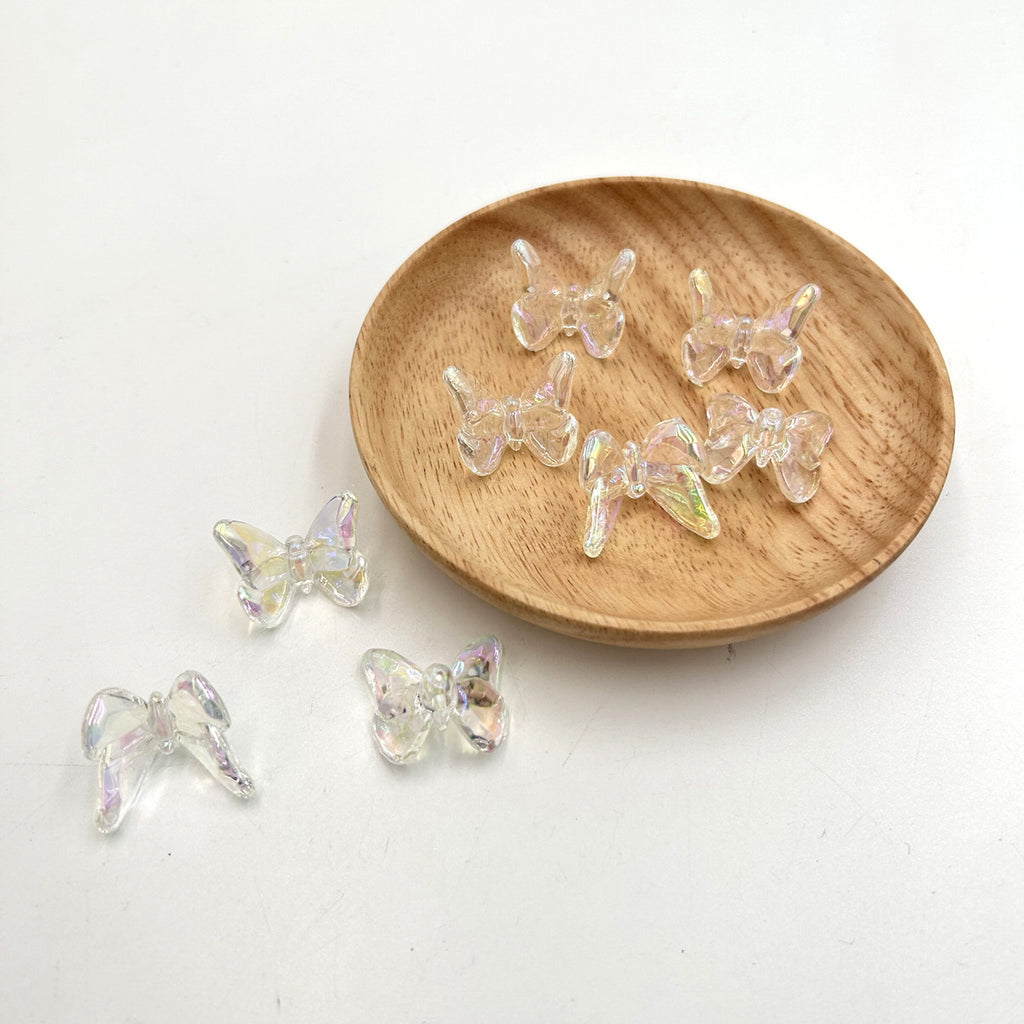 Transparent Butterfly Acrylic Beads 23x21mm UV Plating 5pcs 2