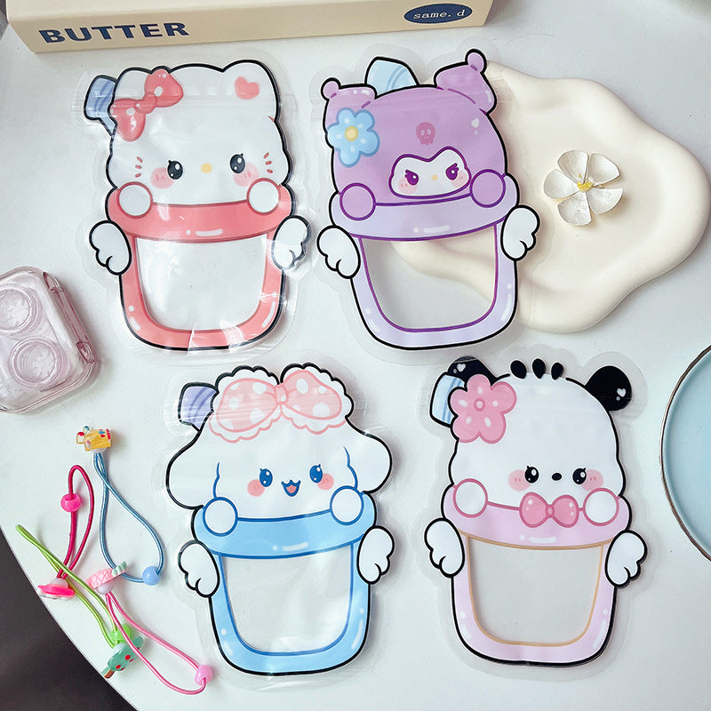 Sanrio Series Bottle Shaped Clear Window Ziplock Plastic Bags 10pcs 13x17cm