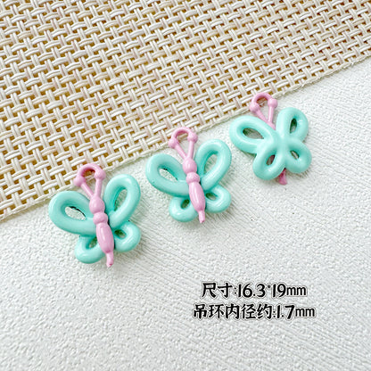 Butterfly Painted Metal Beads Decorative Alloy 10pcs 9