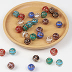 Lampwork Glass Beads Round 12 14mm Dual Color Filigree Glitter 50pcs 2