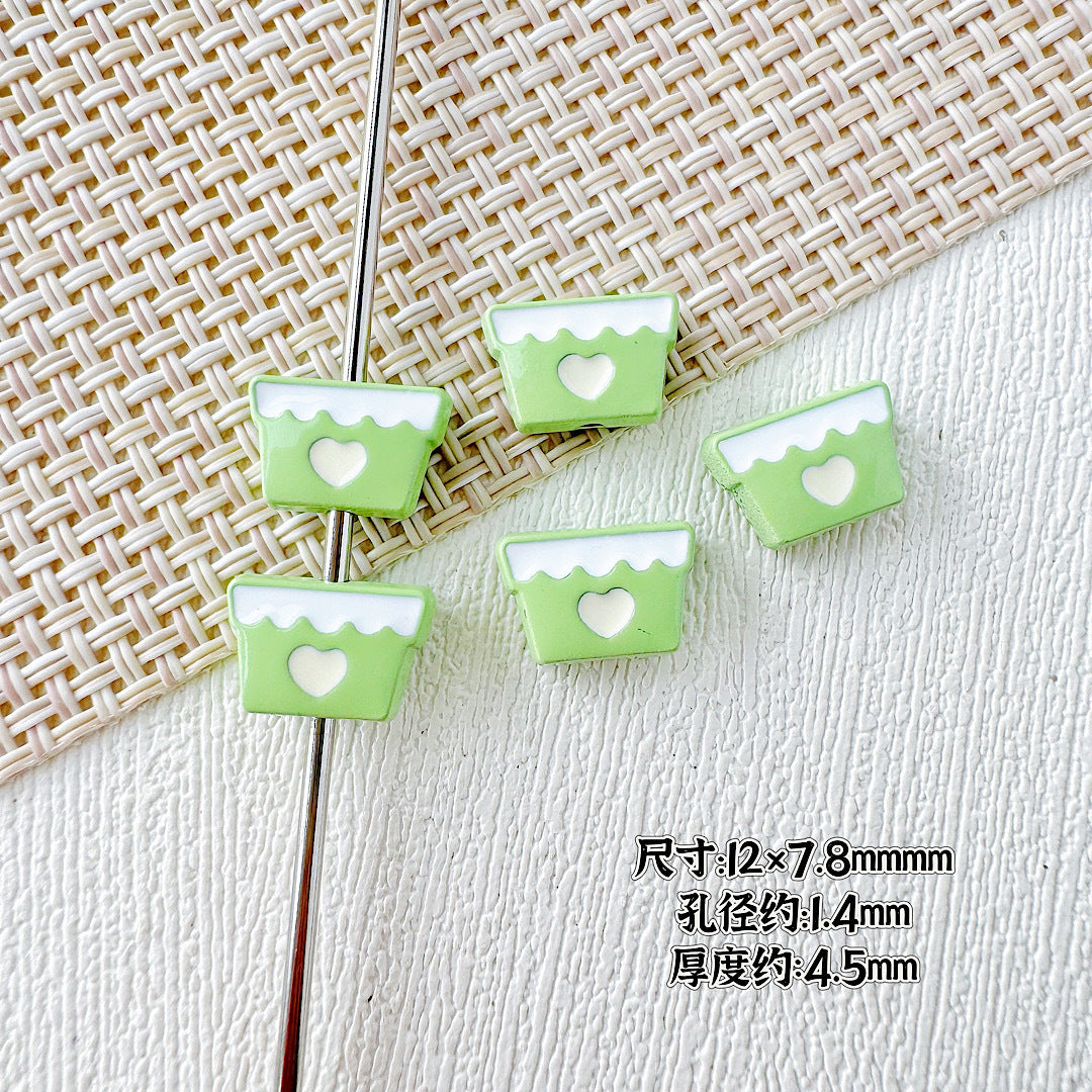 Baking Painted Teddy Bear and Flowerpot Metal Beads 15mm 10pcs 19
