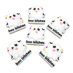Silicone Focal Beads Halloween Winking Ghost With Printed Text 20pcs 2