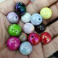 Glow In The Dark Round Acrylic Beads 16mm Meteorite Plated 100pcs