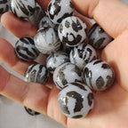 Jelly Bubblegum Beads 20mm White Leopard Print Glossy 10pcs 2